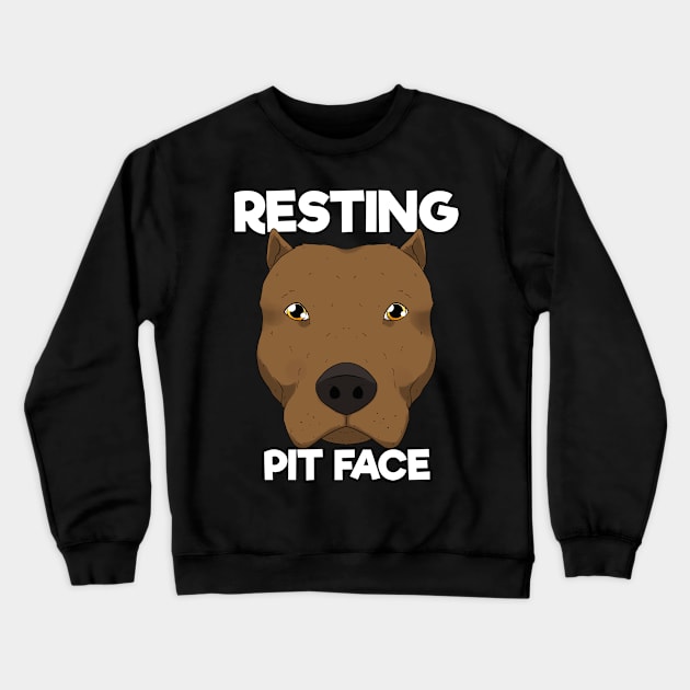 Resting Pit Face Pitbull Lover Dog Lover Crewneck Sweatshirt by Crazy Shirts